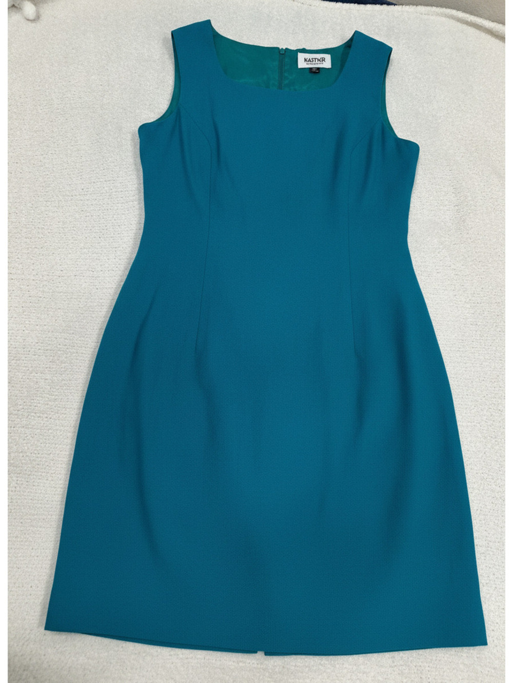 Kasper Petite Dress Size 14P Teal Sleeveless Sheath Dress